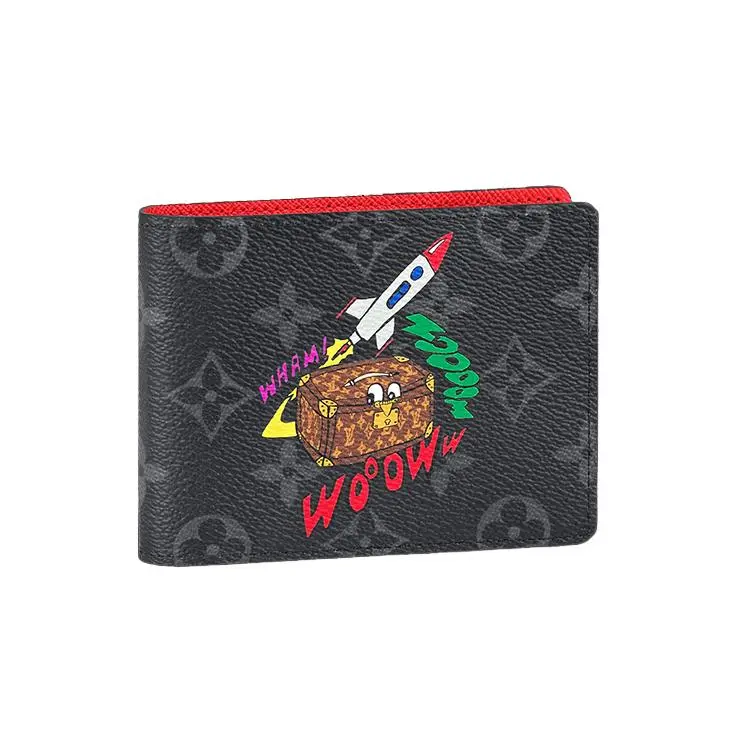 Louis Vuitton Holiday Collection Graffiti-Print Monogram Canvas Fabric-Lined Combination Boxed Fashion Men's Wallet, Fabric-Lined Men's Wallets, Combination Men's Wallets