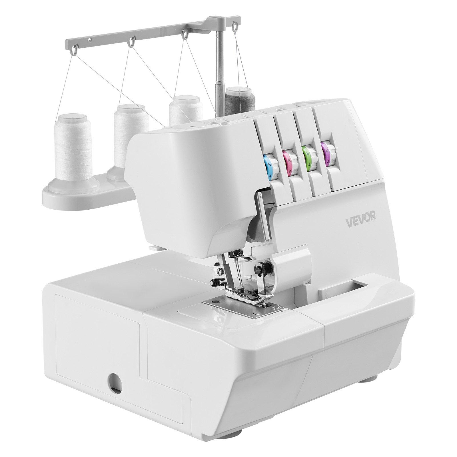 VEVOR Serger Overlock Sewing Machine, 1250 Stitches Per Minute, 2-3-4 Thread Capability, 0.7-2 Adjustable Differential Feed, with Free Arm and LED Light, Sewing Machine for Various Fabrics, White VEVOR Serger Overlock Sewing Machine, 1250 Stitches Per Minute, 2-3-4 Thread Capability, 0.7-2 Adjustable Differential Feed, with Free Arm and LED Light, Sewing Machine for Various Fabrics, White