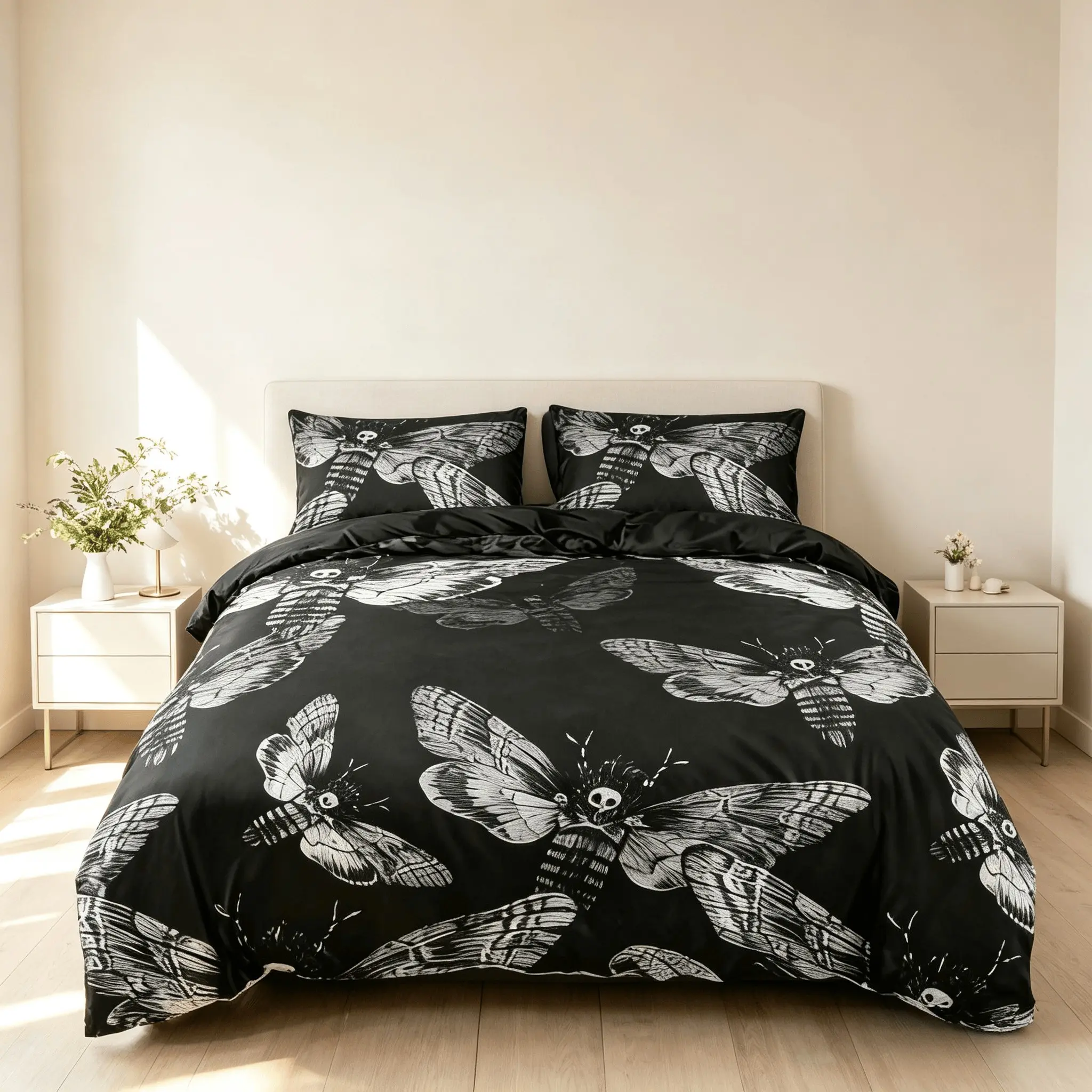 Dark Punk Skull Pattern Duvet Cover Bedding Set, Soft & Durable, 1 Duvet Cover + 2 Pillowcases, No Comforter or Pillow Inserts, Ideal for Birthday, Holiday & Daily Gifts