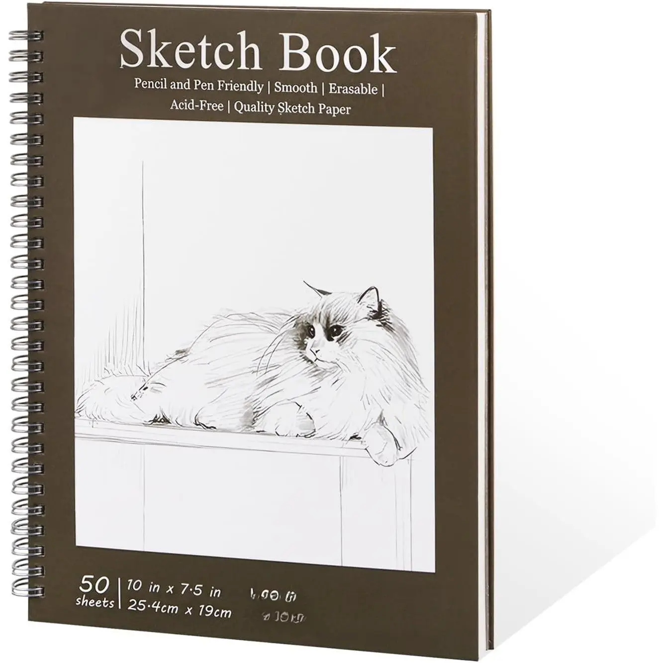 10 x 7.5 Inch Spiral Bound Sketch Book for Drawing, 50 Sheets 68LB/100GSM Acid-Free Paper, Hardcover Sketch Pad for Students and Adults
