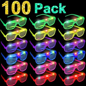 100 Pack Glow Sticks Glasses, Light Up Glasses Bulk, Glow in the Dark Party Supplies Favors, LED Sunglasses for Concert Neon Birthday Patriotic Fiesta Party Favorsfidget toys