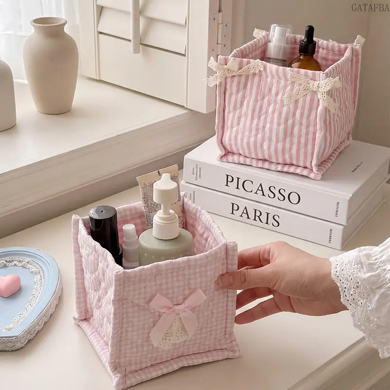 Pink Ins Style Fabric Storage Basket Desktop Sundries Organizer Box,back to school,back to school haul