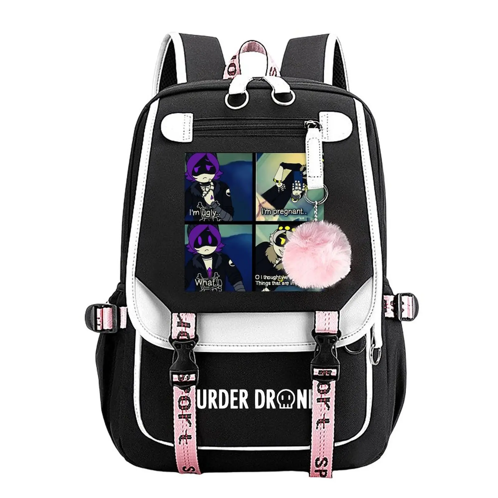 Murder Drones I'm Ugly_ Print Backpack for Boys & Girls, Teen Student School Bag, Large Capacity Backpack,  Water-Resistant Durable Design, Multi-Pocket Organizer, Perfect Birthday & Holiday Gift 11.4” × 18.1”