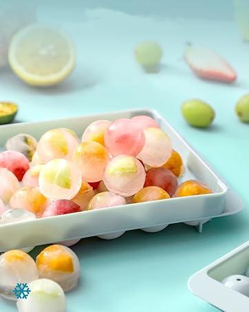 MIUVA Round Silicone Ice Cube Tray with Lid 3 Pack Circle Trays for Freezer Includes Ice Ball Maker Mold Scoop Kitchen Utensils Set Stackable Flexible Food-Grade Material Easy Release Ice Cubes for DIY Drinks Value Pack Christmas