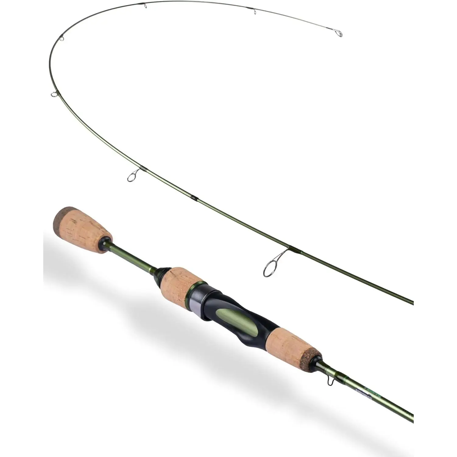 Streams Ultralight Spinning&Casting Trout Rod, 2- Fishing Rod for Crappie, Panfish &  Fishing, Green Carbon Fiber Blank with Cork Handle, 5’6”/6’/6’6”/7’