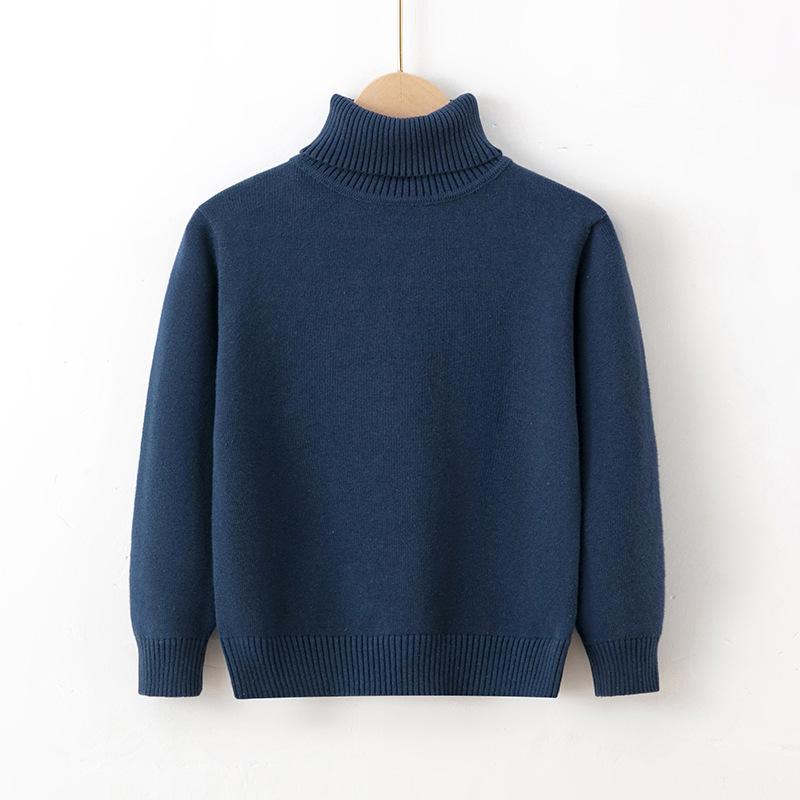 NewAutumn Winter Turtleneck Sweater Cotton Inner Layer Pullover Boys and Girls Solid Color Base Knitwear