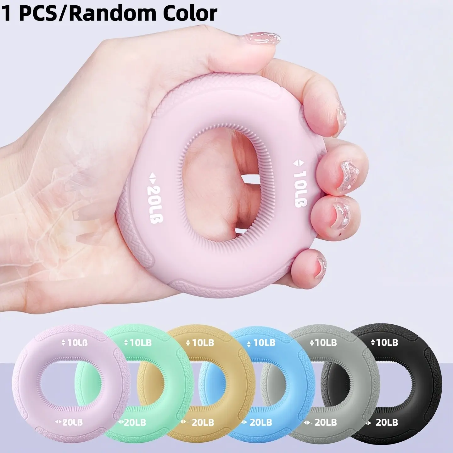 1PCS Food Grade Silicone Grip Ring, Hand Grip Strengthener, Finger Exerciser, Portable Home Fitness Equipment, Fitness Tool for Hand Strength Training & Rehabilitation