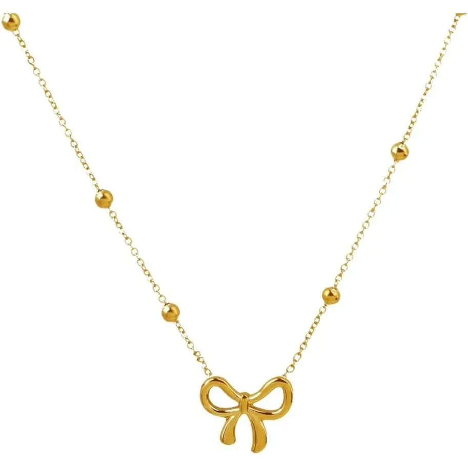 Bow Bracelets Dainty  Plated Chain Bracelets Necklaces Set Ribbon Choker Bracelets Necklaces Trendy  Gifts for Women