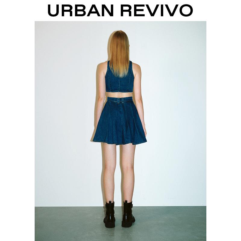 URBAN REVIVO 2026 Springfresh Cut-Out Sleeveless Denim Dress, Sundress Casual Outfit, Women Clothing Trendy and Versatile OOTD