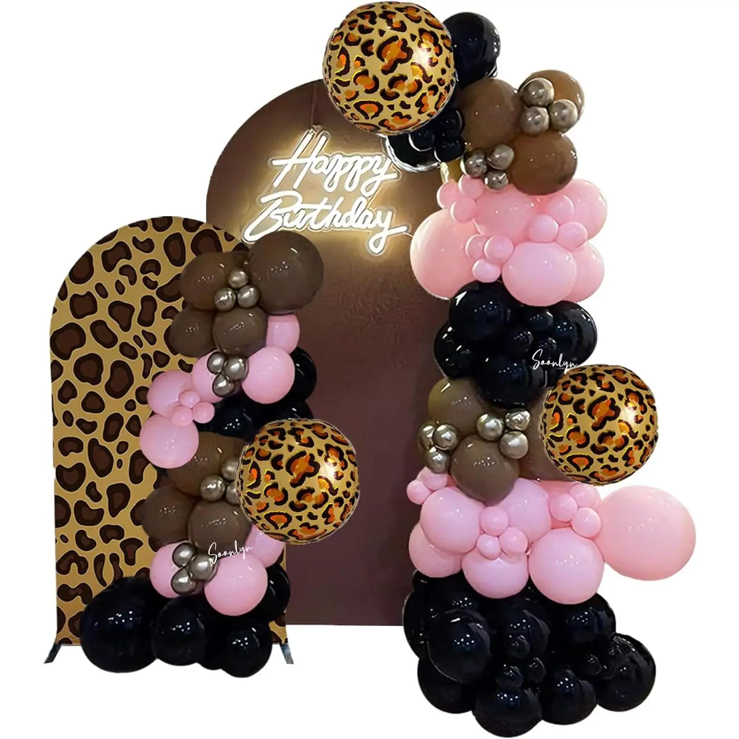 Cheetah Print Balloon Arch Kit,150pcs Pink Black Brown Balloons with Foil Cheetah Print Balloons for Cheetah Print Birthday Decorations, Y2K Leopard Party Decorations, Bachelorette Decorations