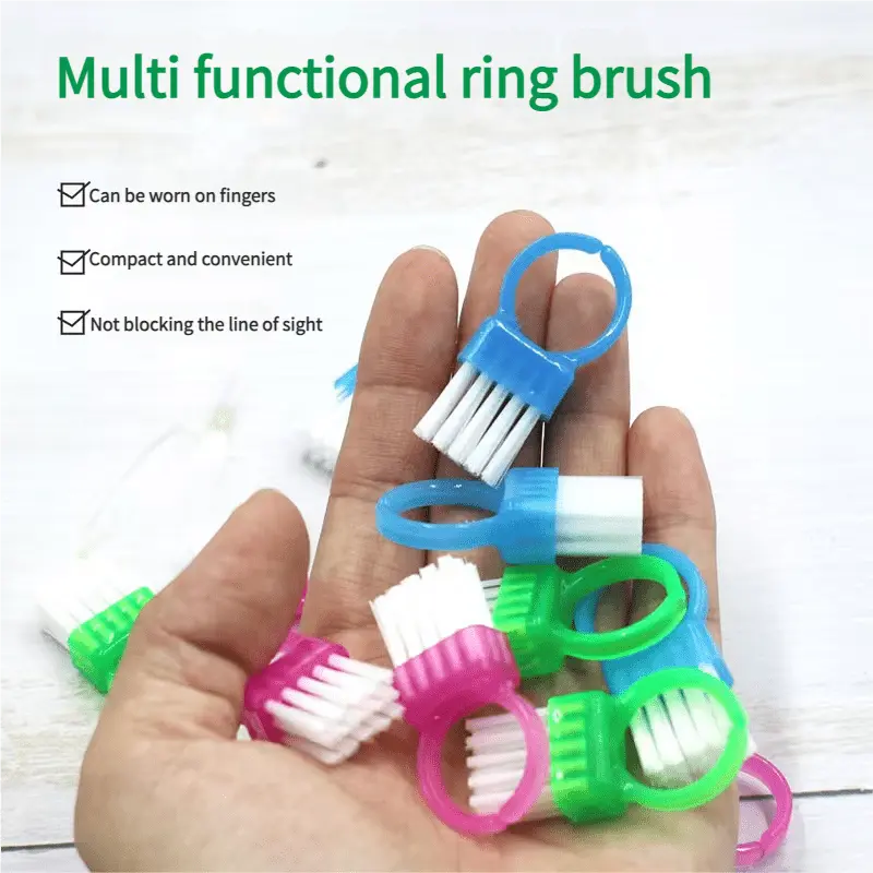 [Dopamine Mini Ring Brushes] 2/4pcs Dopamine Mini Ring Brushes | Compact & Portable Finger & Nail Cleaning Tools with Ergonomic Handles, Durable Plastic Bristles for Dust, Debris, and Dirt Removal - Ideal for Home, Office, and Travel Use, Nail Cleaning To