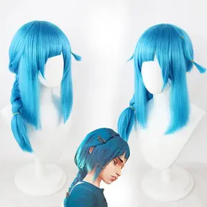 Anime Game LOL Arcane Powder Cosplay Jinx Junior Costume Blue Coat Pants Accessories for Girls Halloween Party Roleplay Suit
