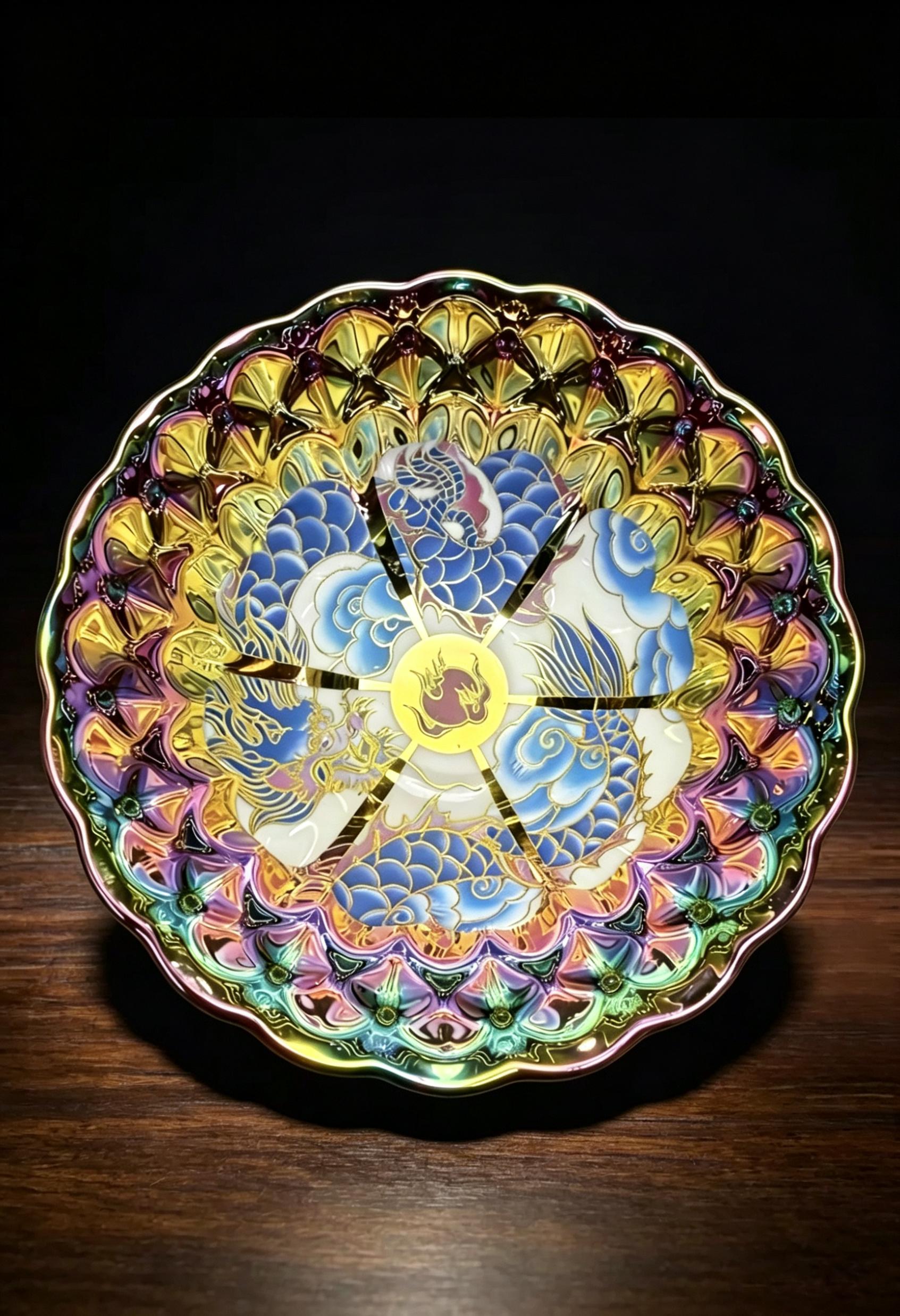 Iridescent Dragon Mandala Handcrafted Ceramic Tea cup – Artisanal Jianzhan