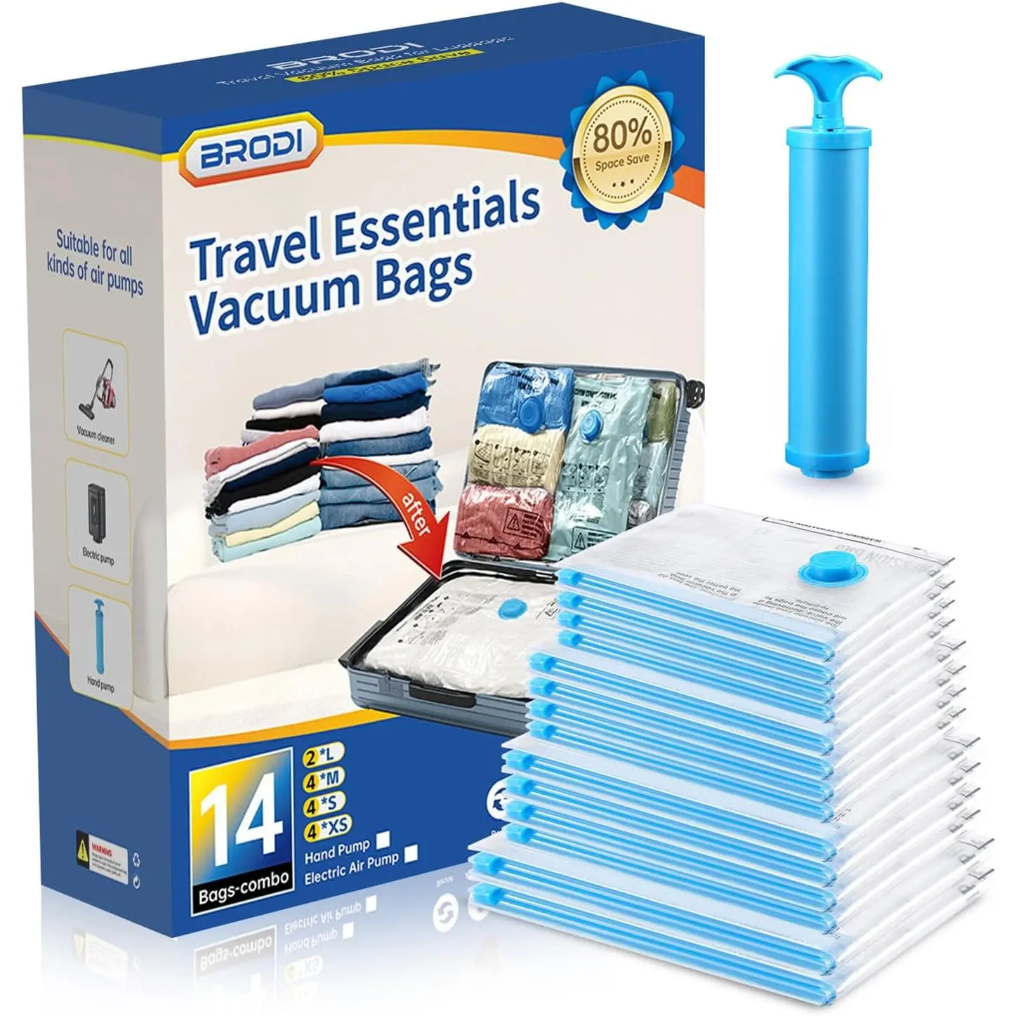 Compression Bags for Travel & Saver - Vacuum Seal Bags for Clothing & Luggage (14 Combo Pack)