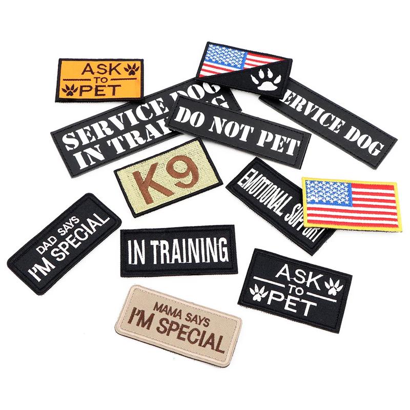 12 Pieces Tactical Patch Bundle For Dog Vest Harness Collar Personalized Patches Tags Sticker Label Custom Name ID Sticker