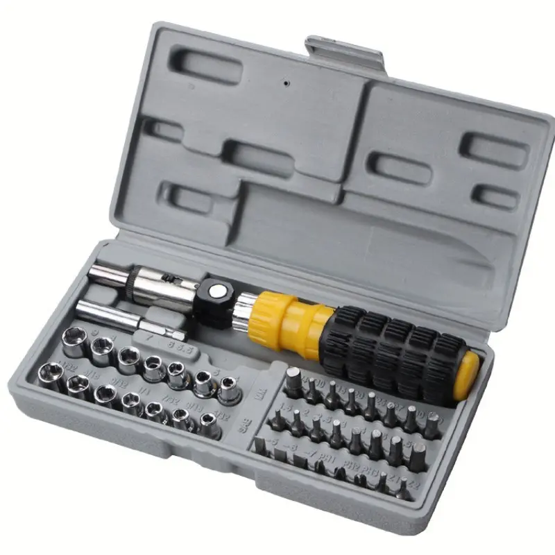 41Pcs Multi-purpose Screwdriver Bit & Socket Wrench Tool Set, Household Repair Hardware Kit