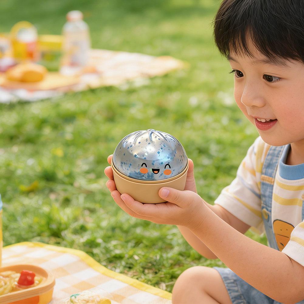 Realistic Giant Dumpling Squeeze Toy with Bamboo Steamer Soft TPR Dough Ball Decompression Fidget Toy Funny Creative Gift