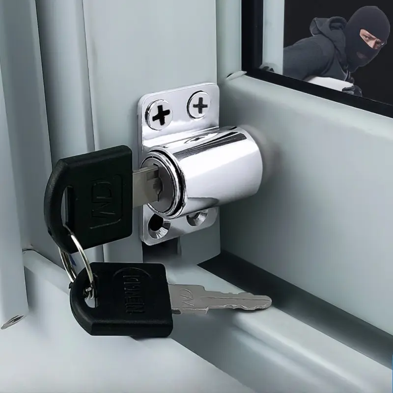 Aluminum Alloy Sliding Window Safety Lock with Keys, Universal Anti-Theft Protection Lock for Home Security & Courtyard Safety