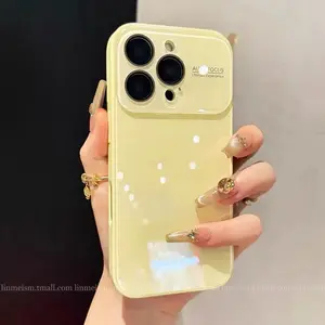 Summer ice like solid color glass phone case with lens protector, full body shock resistant protective shockproof phone case, suitable for iPhone 17, 16, 15, 14, 13, 12, 11 Pro Max Plus compatible fashionable phone accessories, case, Cover, Casing