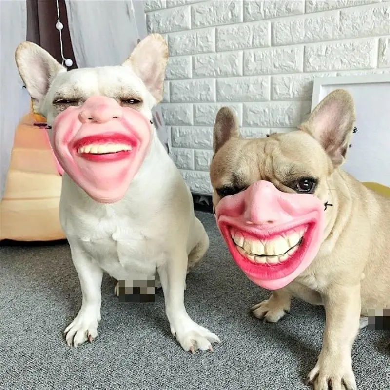 Funny Dog Mask with Giant Laughing Lips, Adjustable Soft Latex Comical Pet Costume Mask for Small Medium Dogs, Viral Props for TikTok Short Videos Party Cosplay