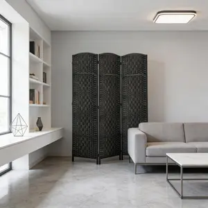AobtkelFolding Privacy Screen,Tall Portable Weave Partition Wall Divider,Modern Style Room Divider On-Site