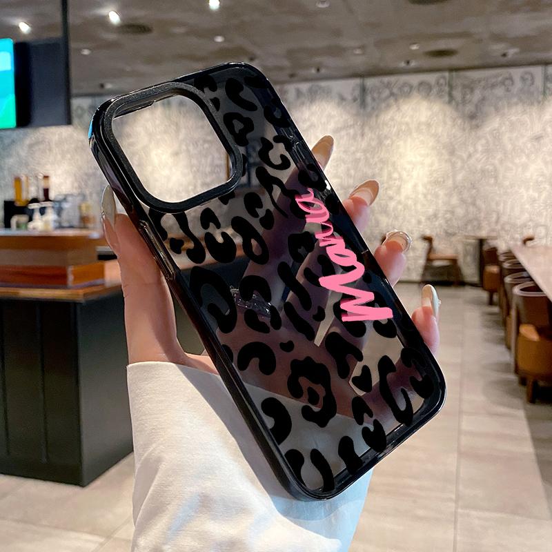 Phone Case for iPhone 16 Plus 15 Pro Max 14 13 12 11 Leopard Mama Pattern Non-Yellowing Shockproof Soft Silicone Transparent Cover