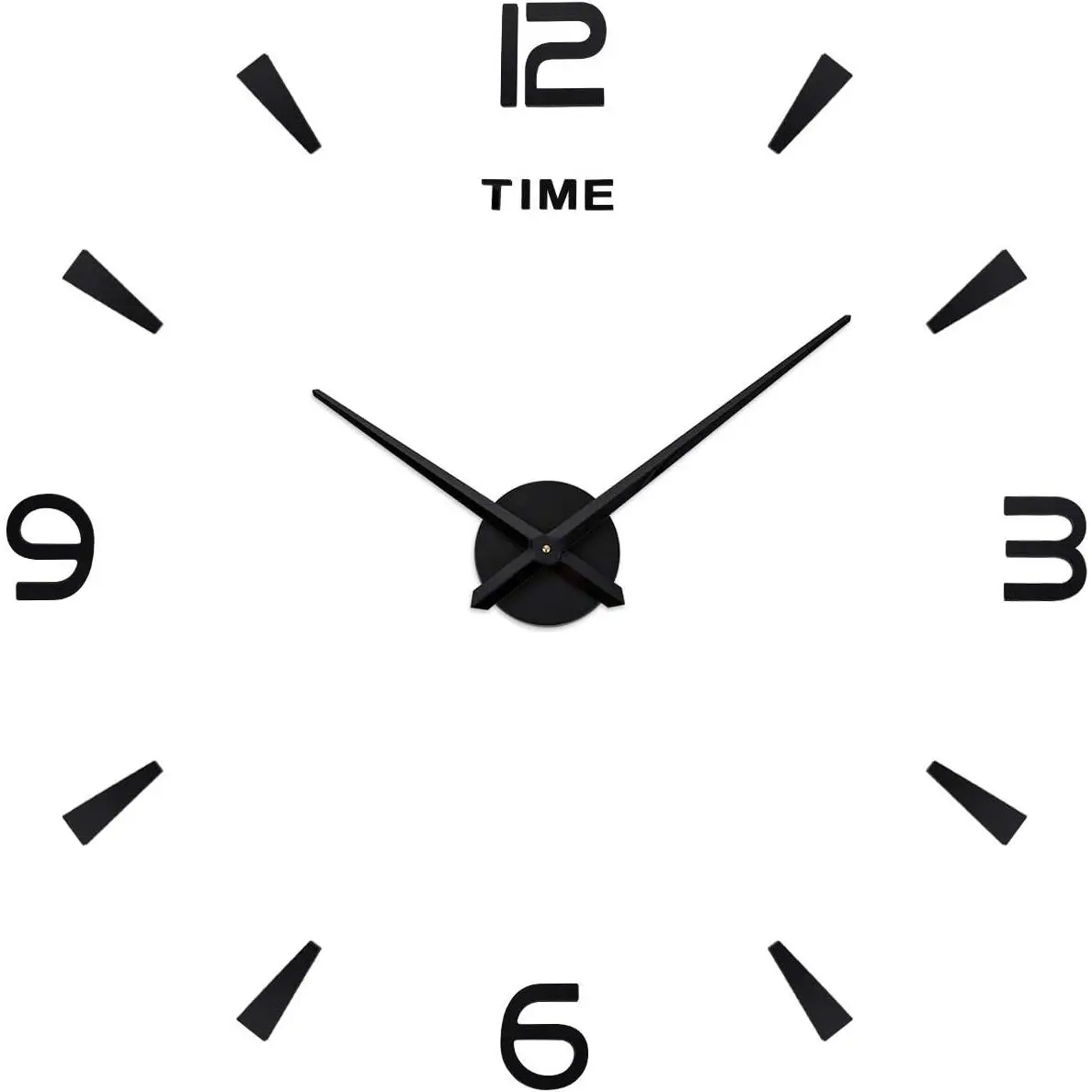 DIY Wall Clock Decor Sticker Mirror Frameless Large DIY Wall Clock Kit for  Living Room Bedroom Office Decoration (Black)