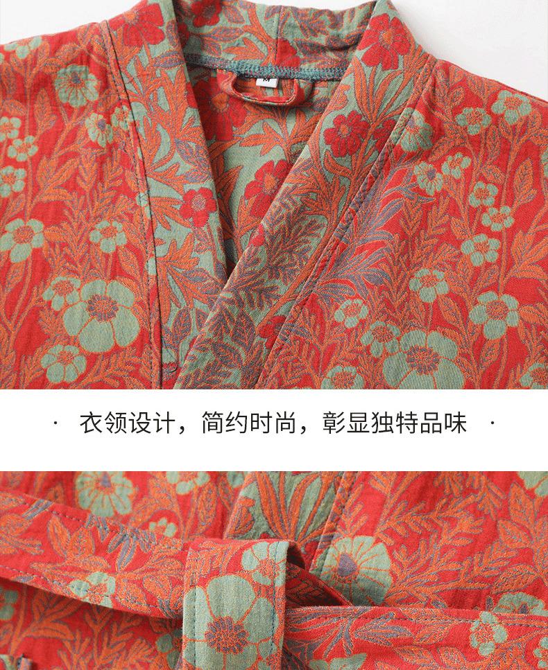 Pure cotton double-layer gauze bathrobe, Class A, spring/summer thin pajamas, home wear, couple's bathrobe, absorbent and quick-drying bathrobe