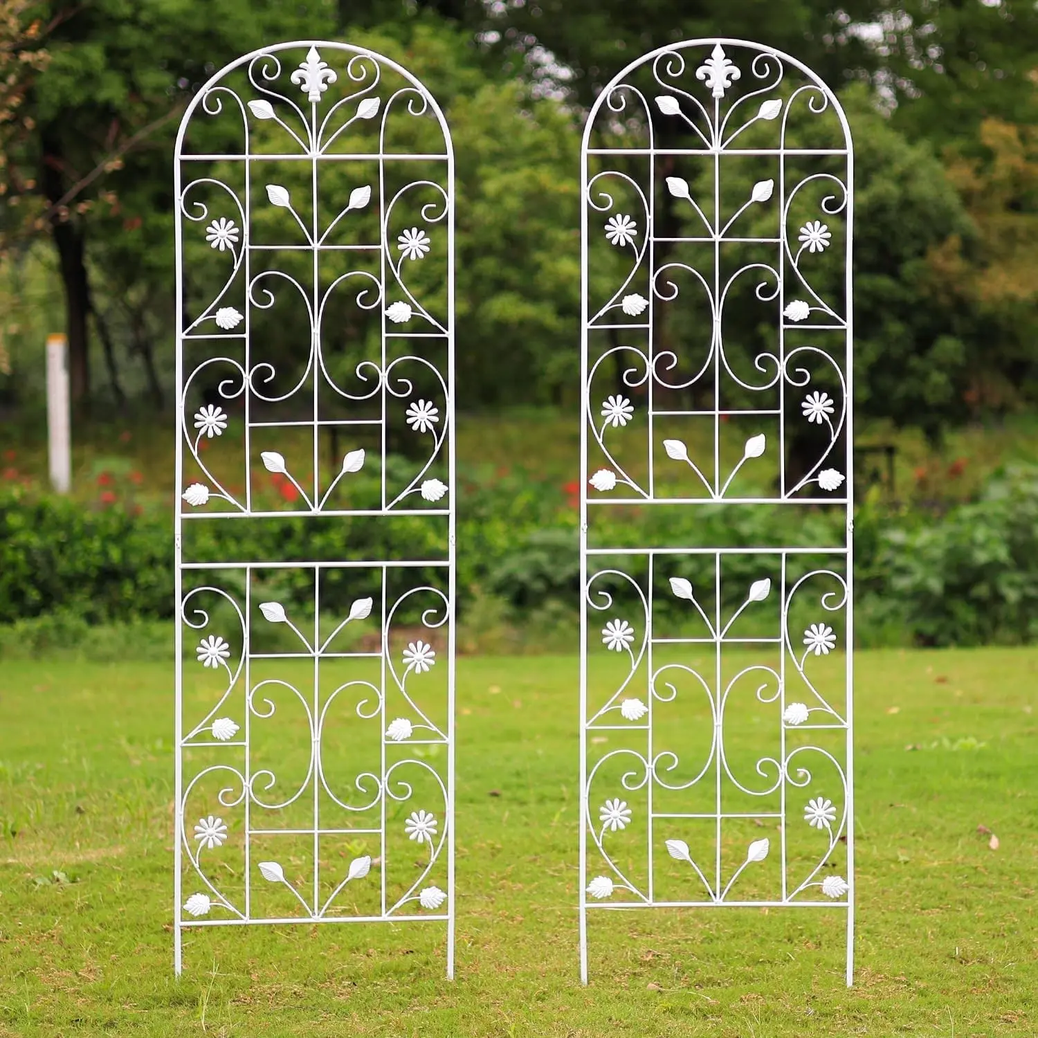 Trellis for Climbing Plants Outdoor, (2 Pack 70.8x19.6-inch), Metal Garden Trellis, Rustproof, Easy Assembly,(White)