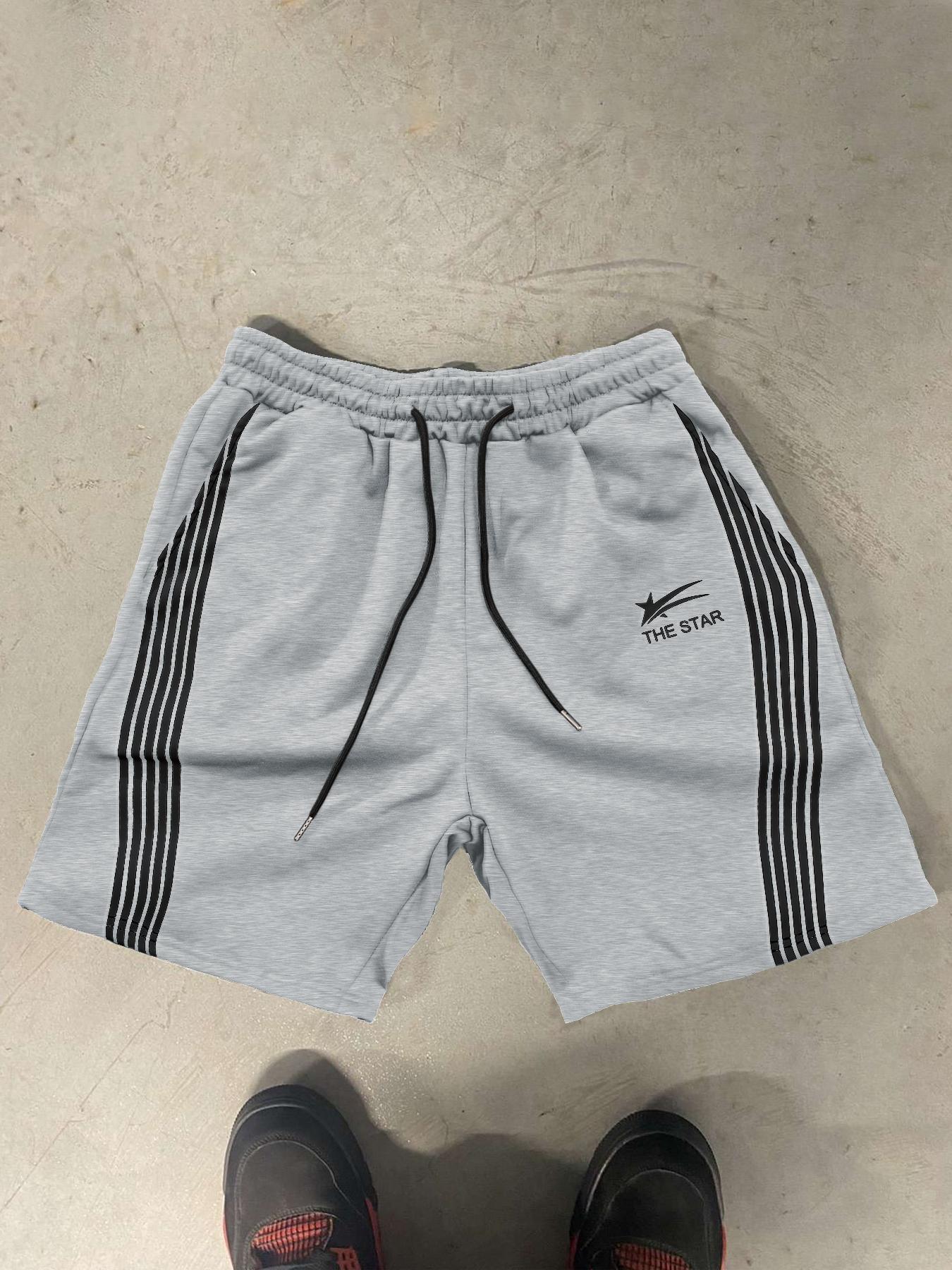 Unisex Letter Graphic Track Shorts, Regular Fit Casual Street Comfy Breathable Shorts for Summer, Unisex Bottoms for Daily Wear