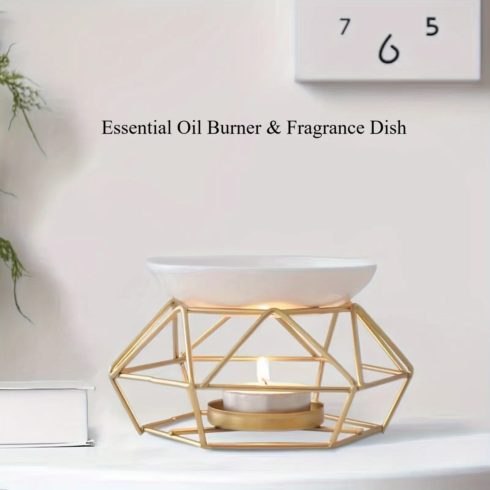 1 Set Ceramic Tealight Candle Holder, Essential Oil Burner & Aroma Diffuser, Bird Nest Shaped Metal Wax Warmer, Home Decor Ornament, Holiday Gift for Women (Candles Not Included)