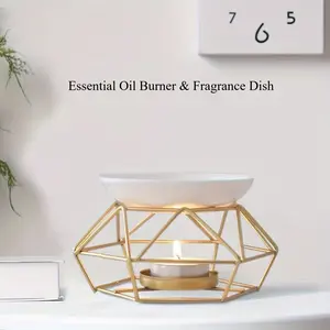 1 Set Ceramic Tealight Candle Holder, Essential Oil Burner & Aroma Diffuser, Bird Nest Shaped Metal Wax Warmer, Home Decor Ornament, Holiday Gift for Women (Candles Not Included)