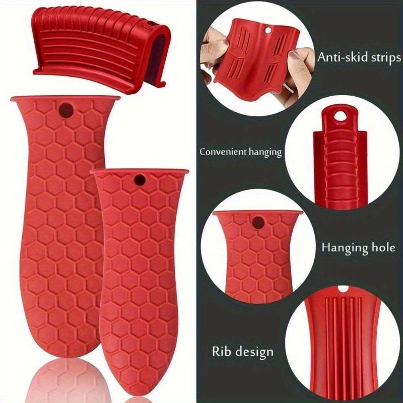 Silicone Hot Handle Holder Heat Resistant Cast Iron Frying Pan Holder Rubber Pan Handle Holder Potholder Cast Iron Skillet Grip Sleeve Covers for Cast Iron Frying Pans