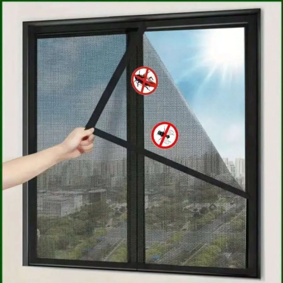 1pc Invisible Black Fiberglass Mosquito & Fly Proof Window Screen, Breathable Ventilation Mesh Net Curtain, Mosquito Protection