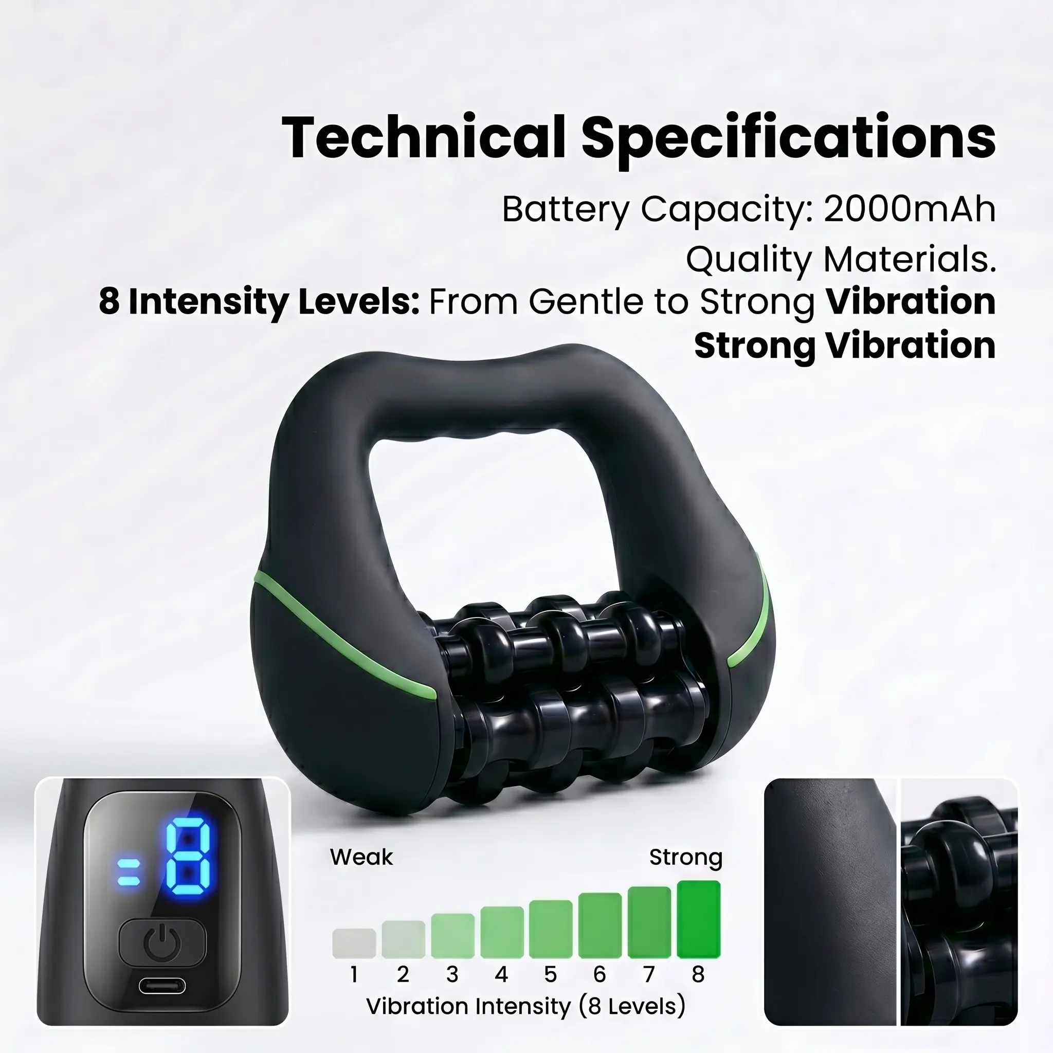 Handheld Electric Roller Massager, Rechargeable Vibration Massage Tool, Adjustable Intensity, Ergonomic Handle, Home and Travel Use