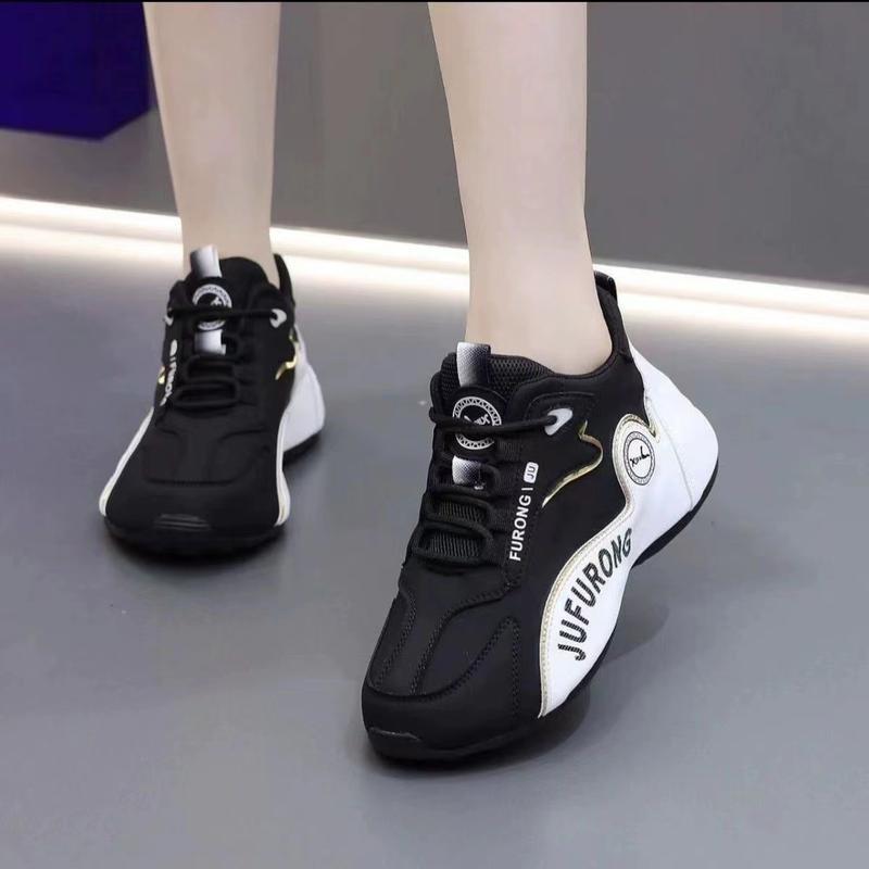 Unisex Couple Style Height-Increasing Shoes Genuine Leather Round Toe Laces Closure Breathable Soft Sole All Seasons Casual Sneakers Black