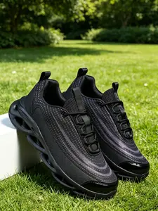 Men's Pulse Line Sport Shoes, Laces Design Breathable Mesh, Braided Shock Absorption Sole, Future Functional Style, All-Day Comfort