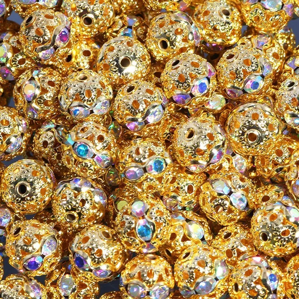 Copper rhinestone spacer beads for DIY jewelry making