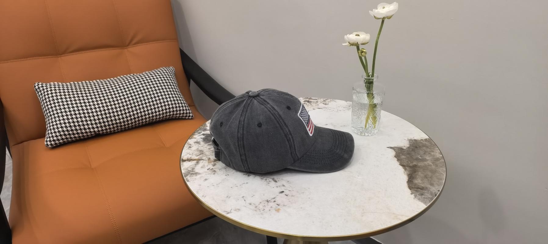 Baseball cap with American flag, pure cotton, letter embroidery, washed and distressed, curved brim, trendy new product