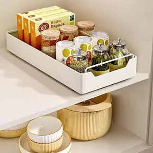 Cabinet Organizer Pull Out Shelf, Slide Out Pantry Organizer with Soft-Close Damping, Heavy Duty Kitchen Storage for Spices, Cans, Jars(White)