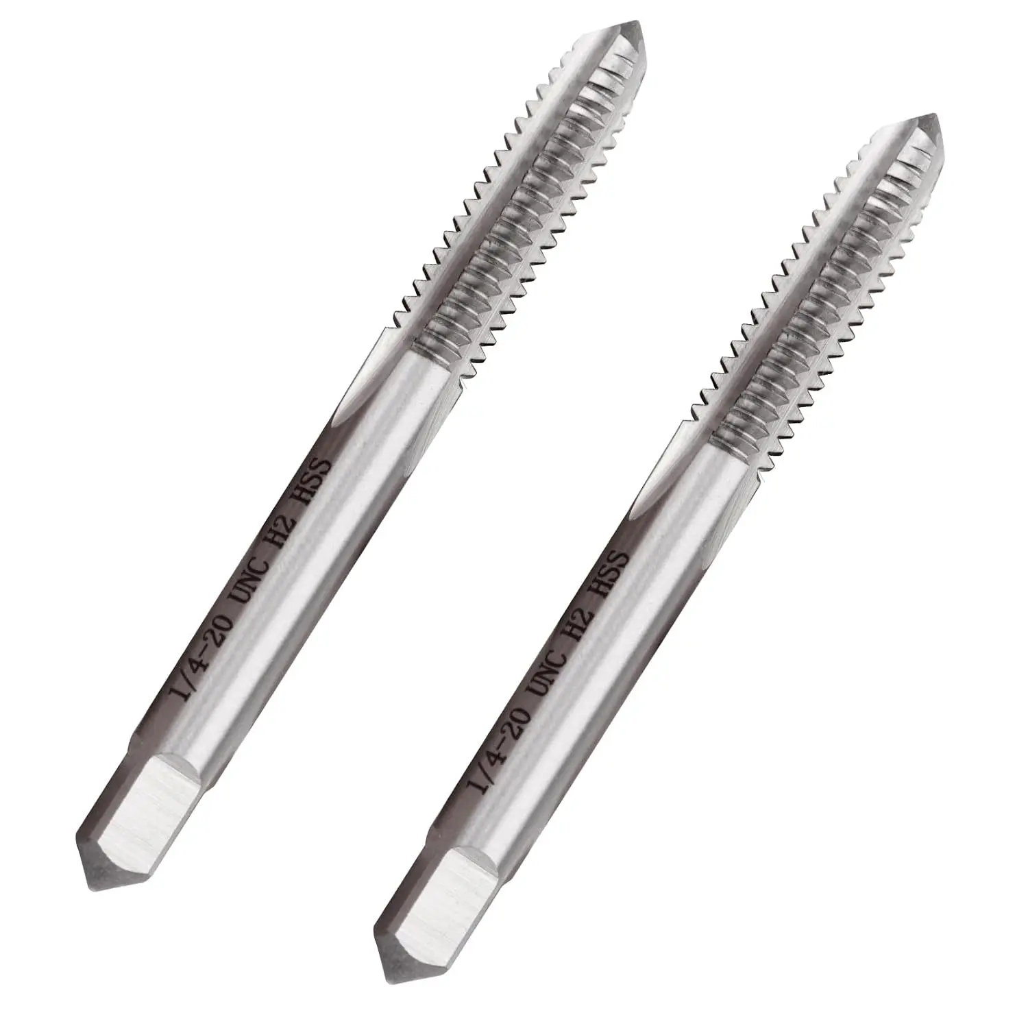 2 count 1/4"-20 UNC High Speed Steel Tap Right Hand, M2 HSS Straight Fluted Machine Tap (1/4"-20)
