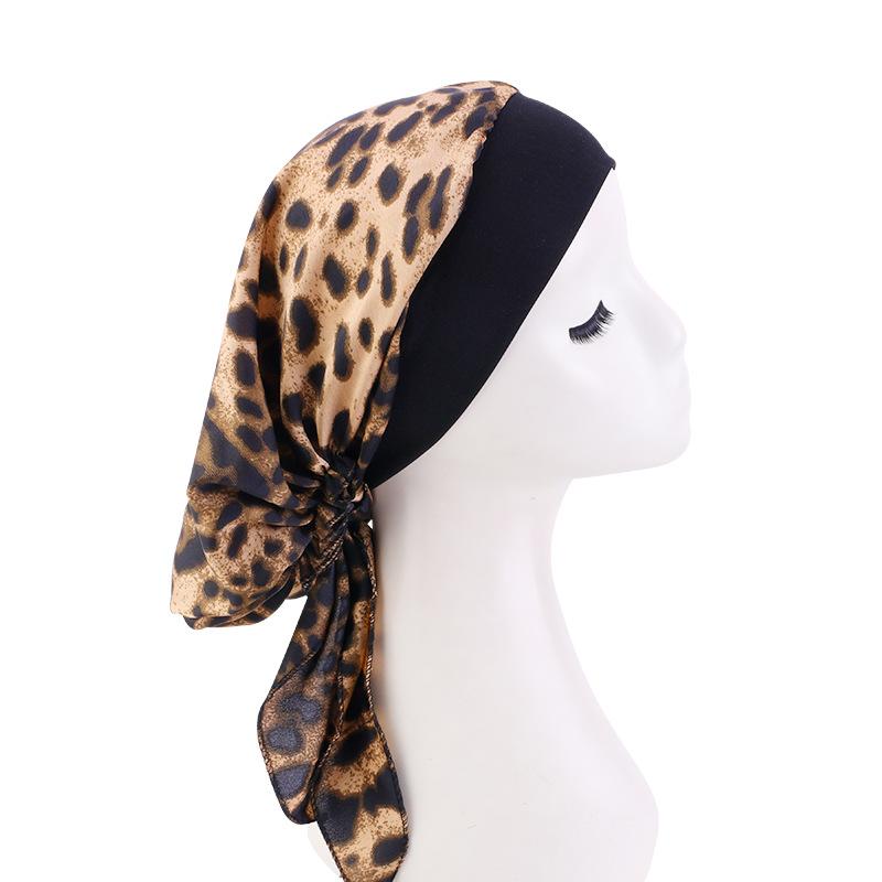 Elastic Wide Band Satin Bonnet, Ethnic Print Head Wrap Hair Care Cap