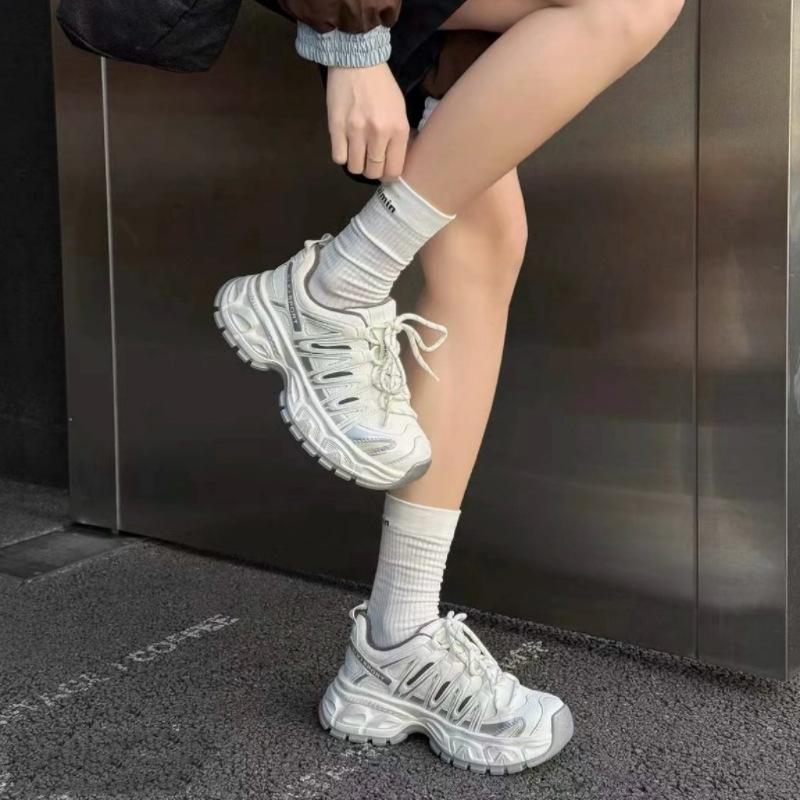 2026 Genuine Leather Mesh Breathable Thick-Soled Dad Shoes for Women, Spring Season, Height-Increasing, Makes Feet Look Smaller, Sneakers, Running Shoes, Unisex