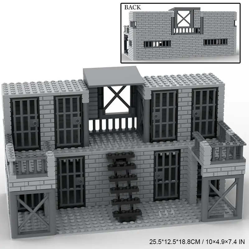 344pcs Military Prison Cell Special Police Thief Prisoner Detention Base Moc Building Block Toy Model, Educational Construction Set