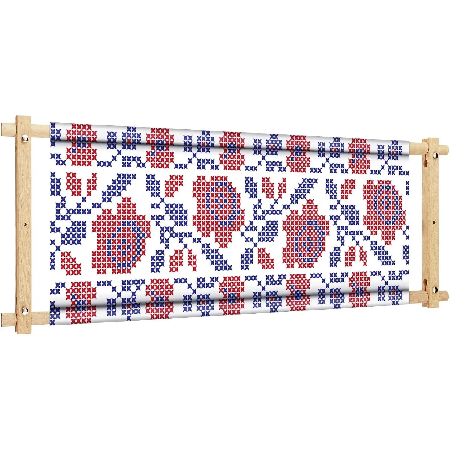 Cross Stitch Scroll Frame Set with Plastic Clamps Needlepoint Scroll Frame Embroidery Hoop Stand Wooden Needlepoint Stretcher Needlework Stitch Tool for Sewing Craft Projects, 33 x 12 Inch