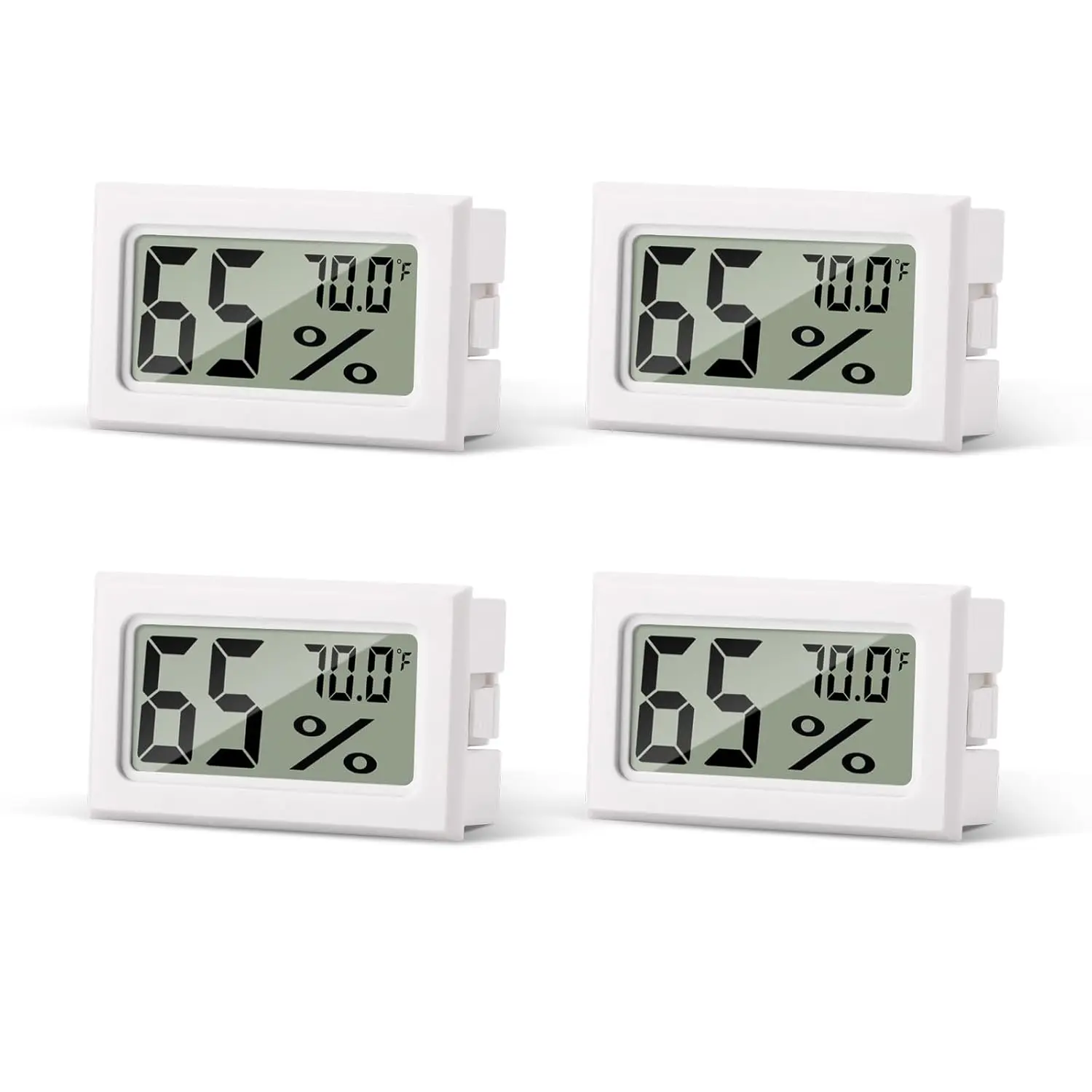 4-Pack Mini Hygrometer Indoor Humidity Meter, Digital Humidity Gauge Indoor Thermometer (?) for , Office, Reptile, , Greenhouse, Lab, Terrarium, Cellar, Humidors A02 White