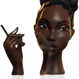 Sophisticated and Elegant Headscents-Head Incense Burner - Black Woman Smoking Head Incense Burner Design Calming Room Waterfall Decor and Unique Home Gift,Desk Decor