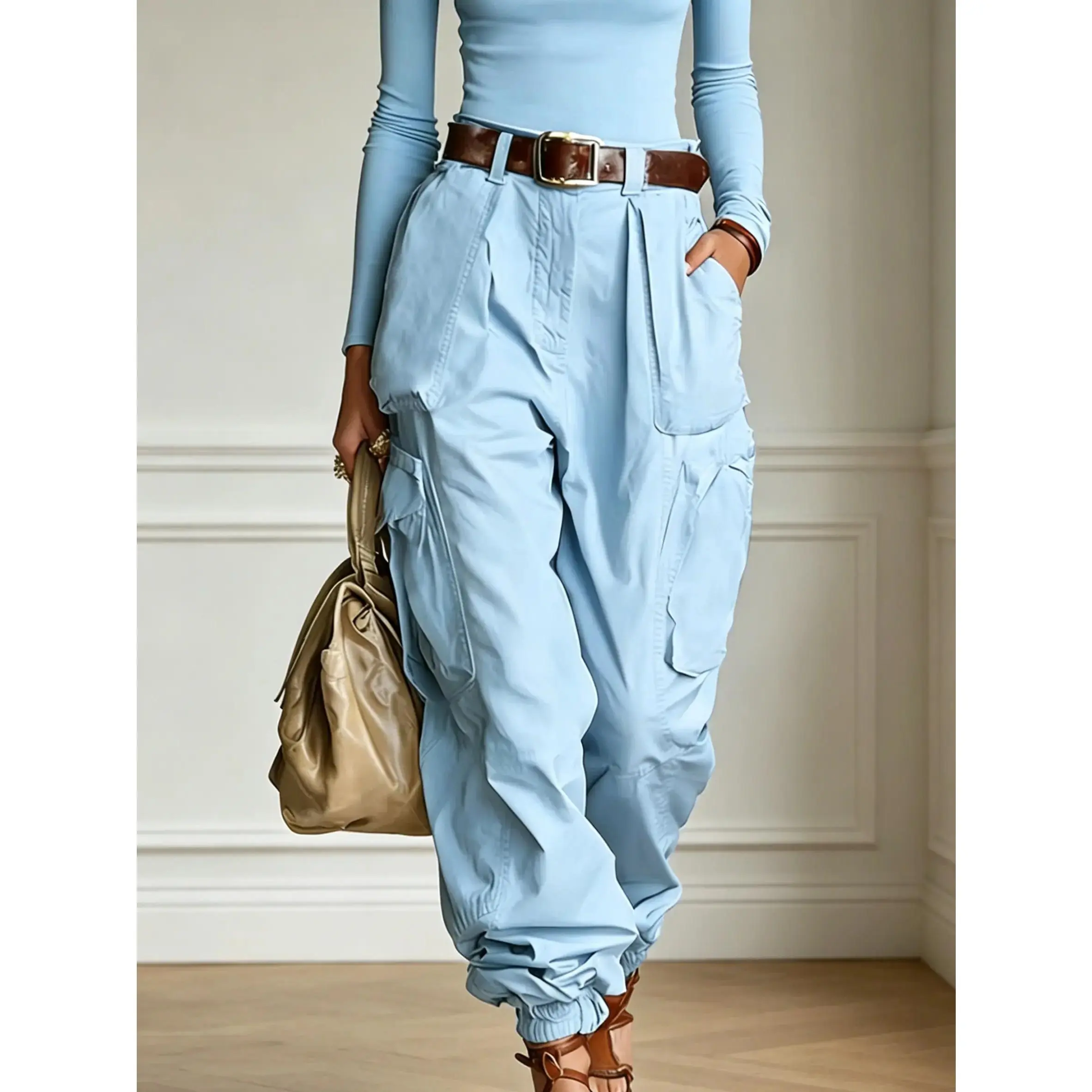 Womens Wide Leg Cargo Pants Loose Fit Trousers Multiple Pockets Casual Wear Stylish Flattering Baggy Y2K Streetwear Everyday Utility Pants 2026 Fashion Effortless Chic Comfortable Bottoms Lounge To Street Apparel gauchos pants capri pants