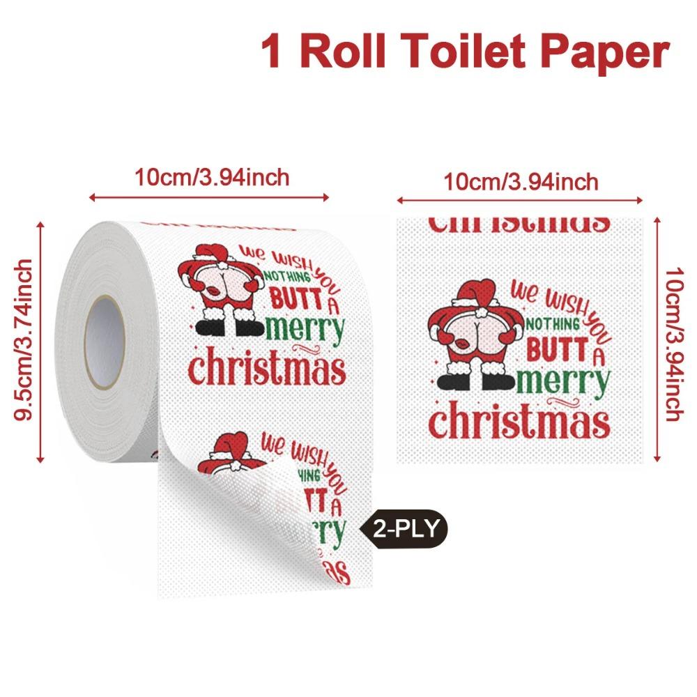 Christmas Toilet Paper Happy 2026 New Year Tissue Roll 2 Layers Xmas Supplies for Home Bathroom Decoration Disposable Napkins