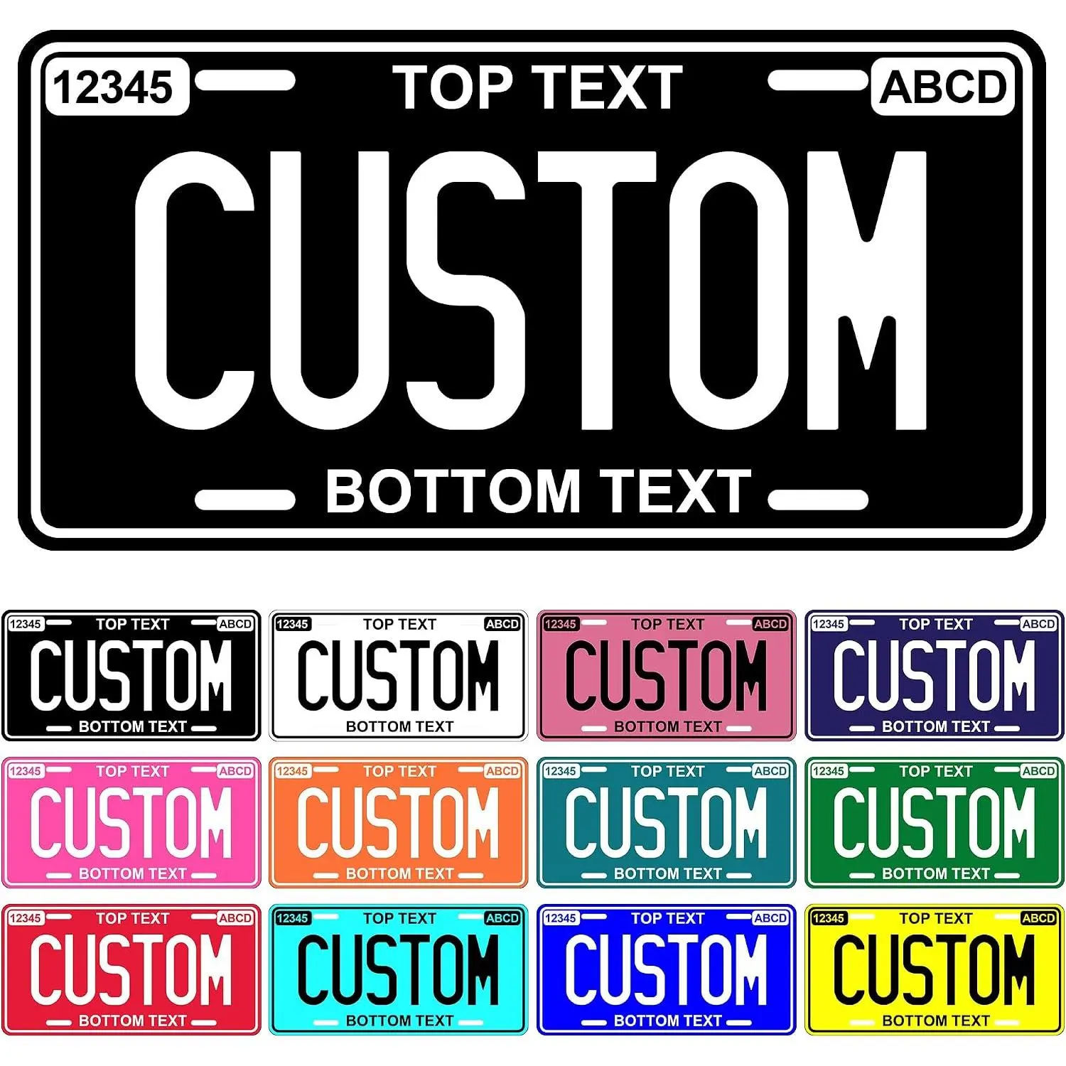 Metal Custom License Plate - 6x12 Inch - Personalized License Plate for Front of Car - Decorative Auto Accessories Car Tags (1.Solid Style A)